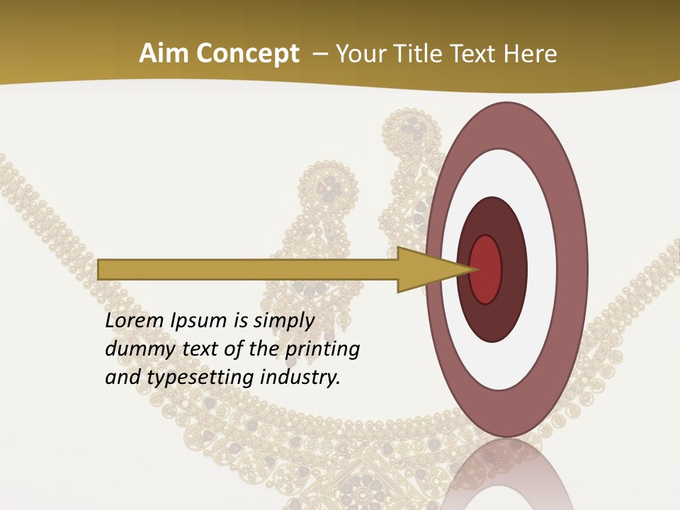 A Gold Necklace And Earrings On A White Background PowerPoint Template