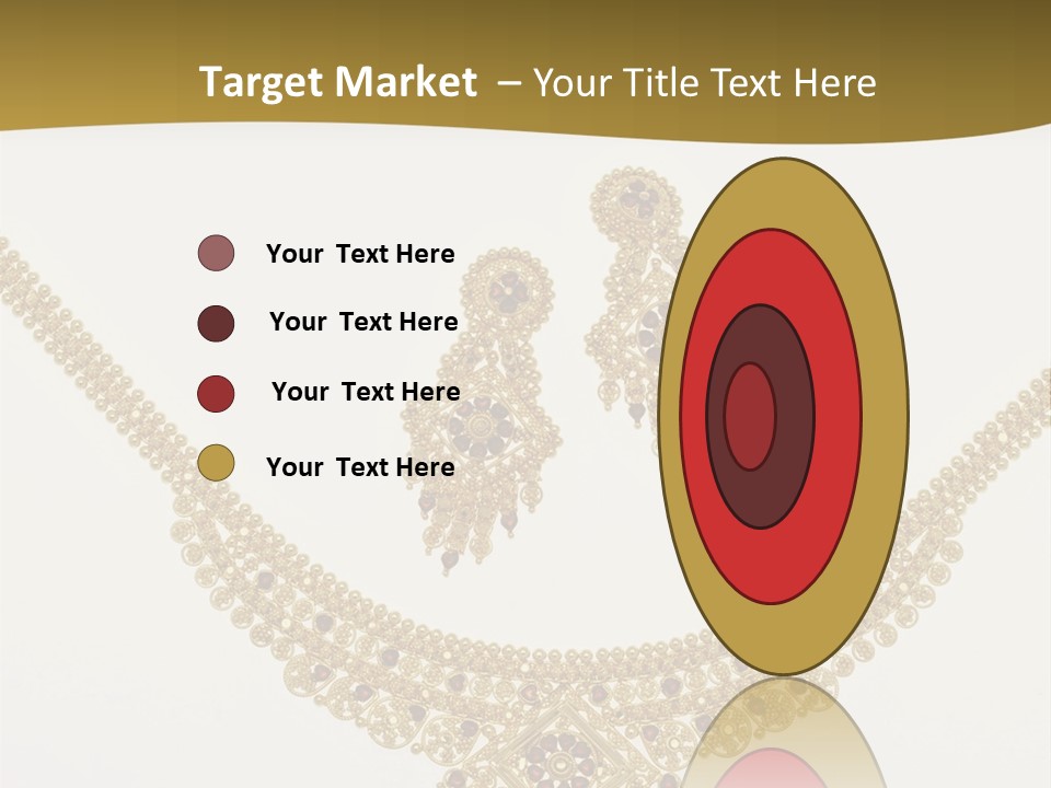 A Gold Necklace And Earrings On A White Background PowerPoint Template