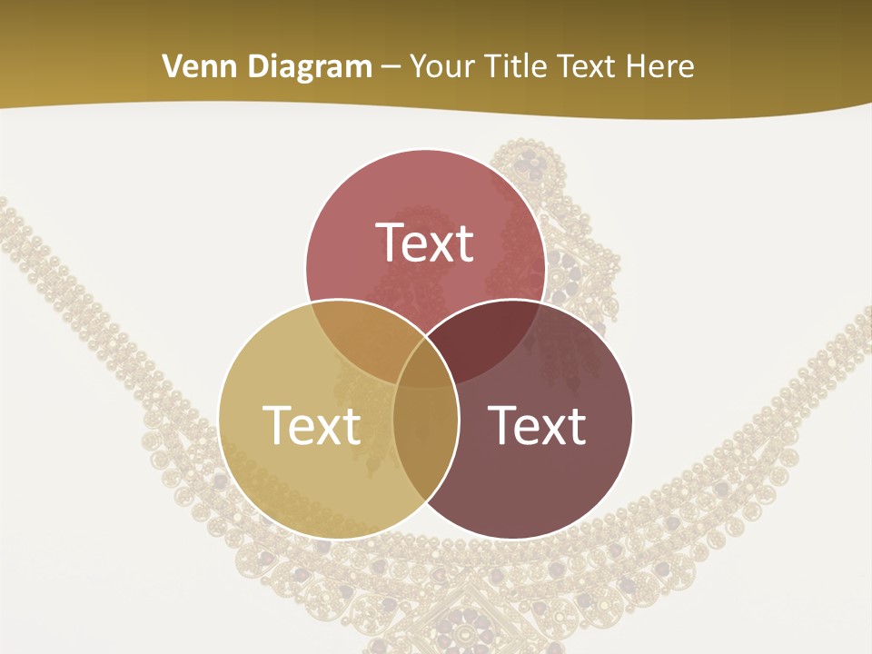 A Gold Necklace And Earrings On A White Background PowerPoint Template