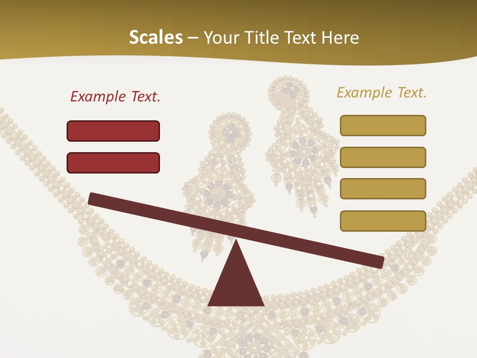 A Gold Necklace And Earrings On A White Background PowerPoint Template