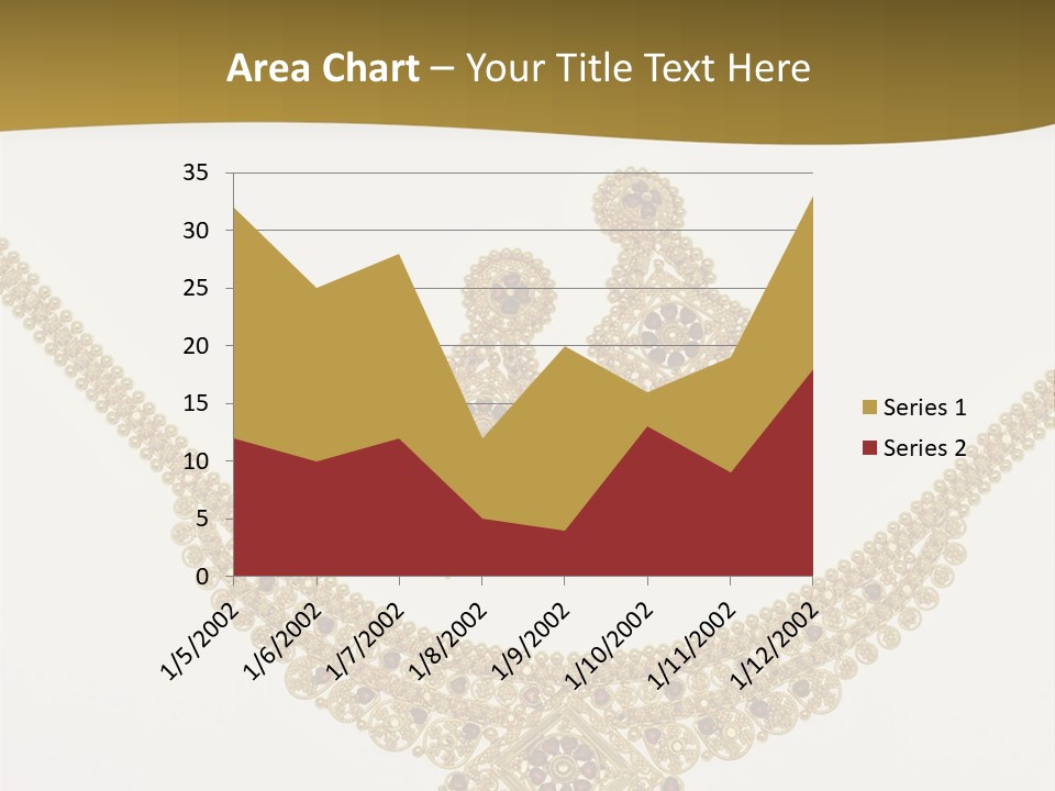 A Gold Necklace And Earrings On A White Background PowerPoint Template