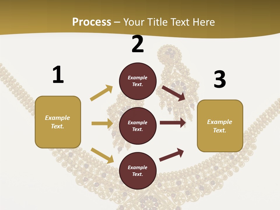 A Gold Necklace And Earrings On A White Background PowerPoint Template