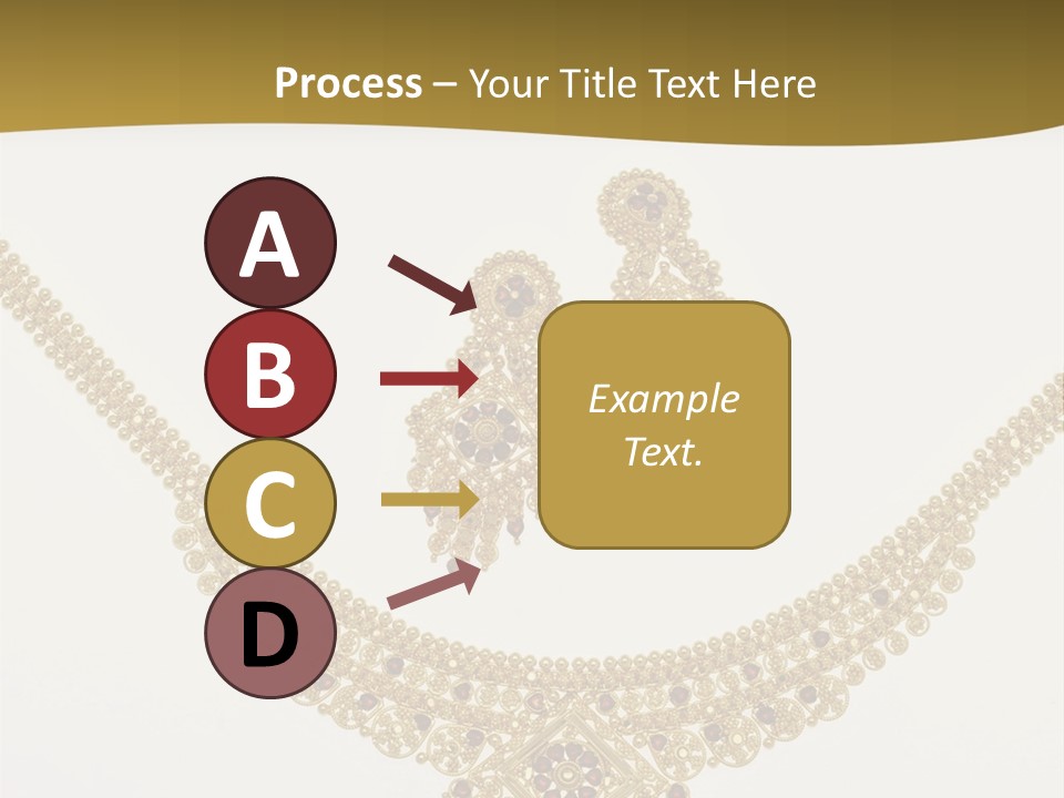 A Gold Necklace And Earrings On A White Background PowerPoint Template
