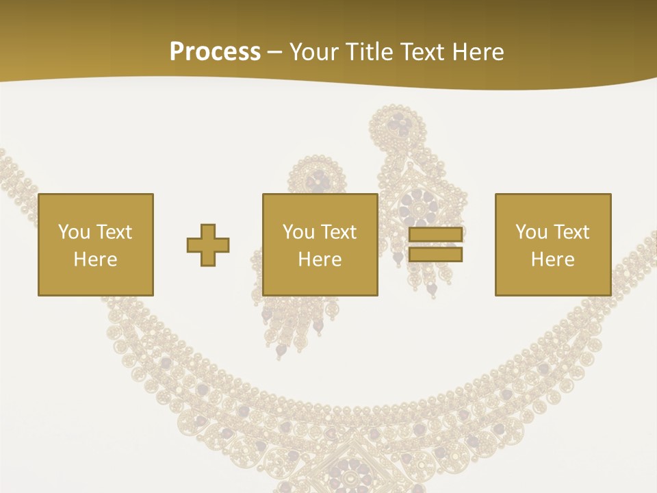 A Gold Necklace And Earrings On A White Background PowerPoint Template