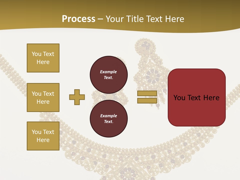 A Gold Necklace And Earrings On A White Background PowerPoint Template