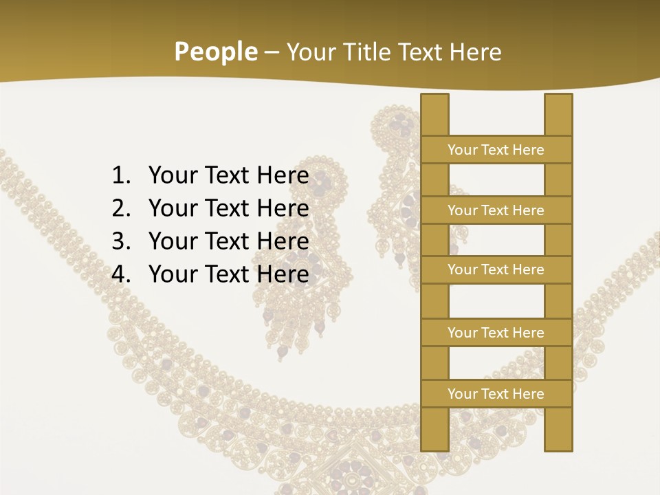 A Gold Necklace And Earrings On A White Background PowerPoint Template