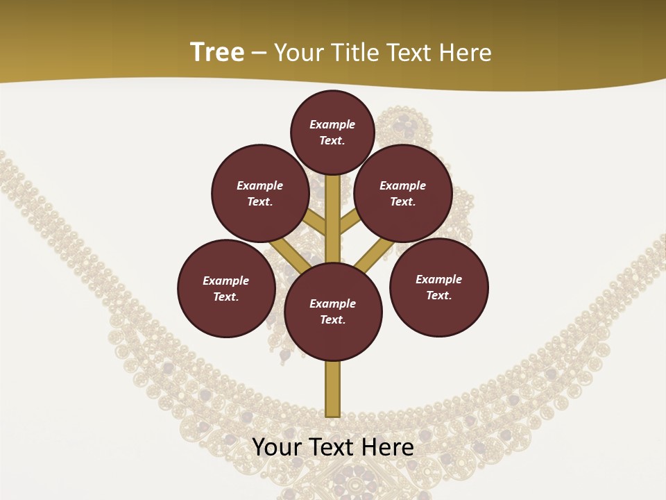 A Gold Necklace And Earrings On A White Background PowerPoint Template