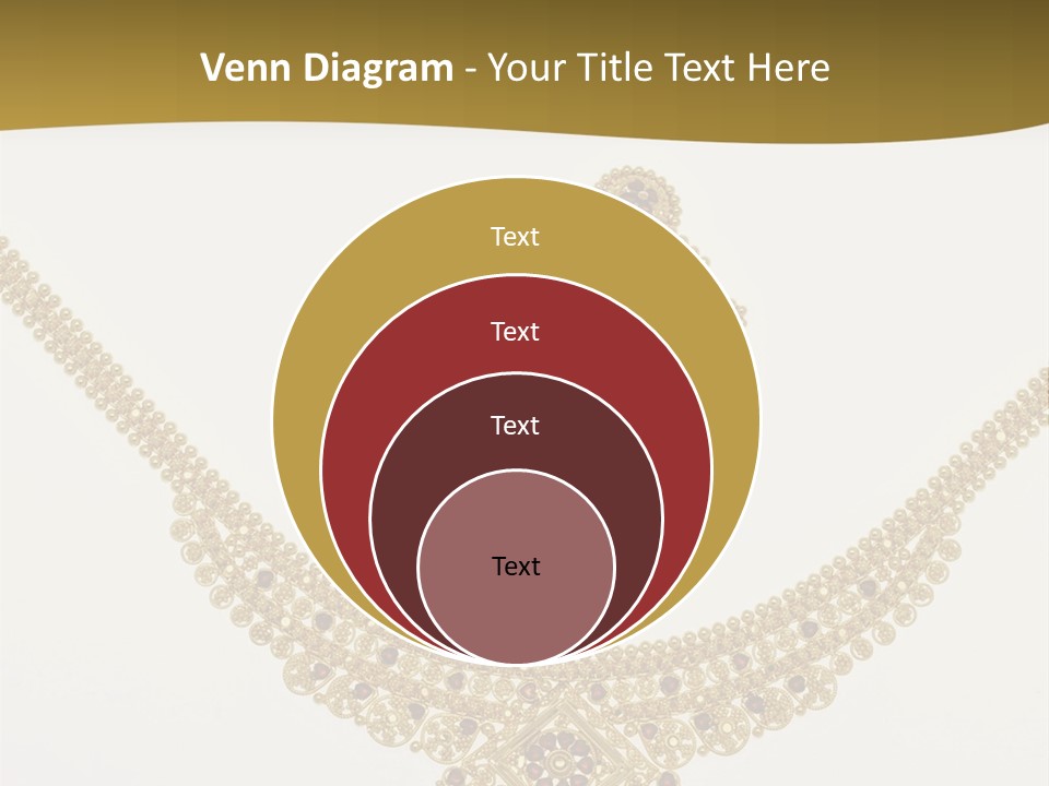 A Gold Necklace And Earrings On A White Background PowerPoint Template