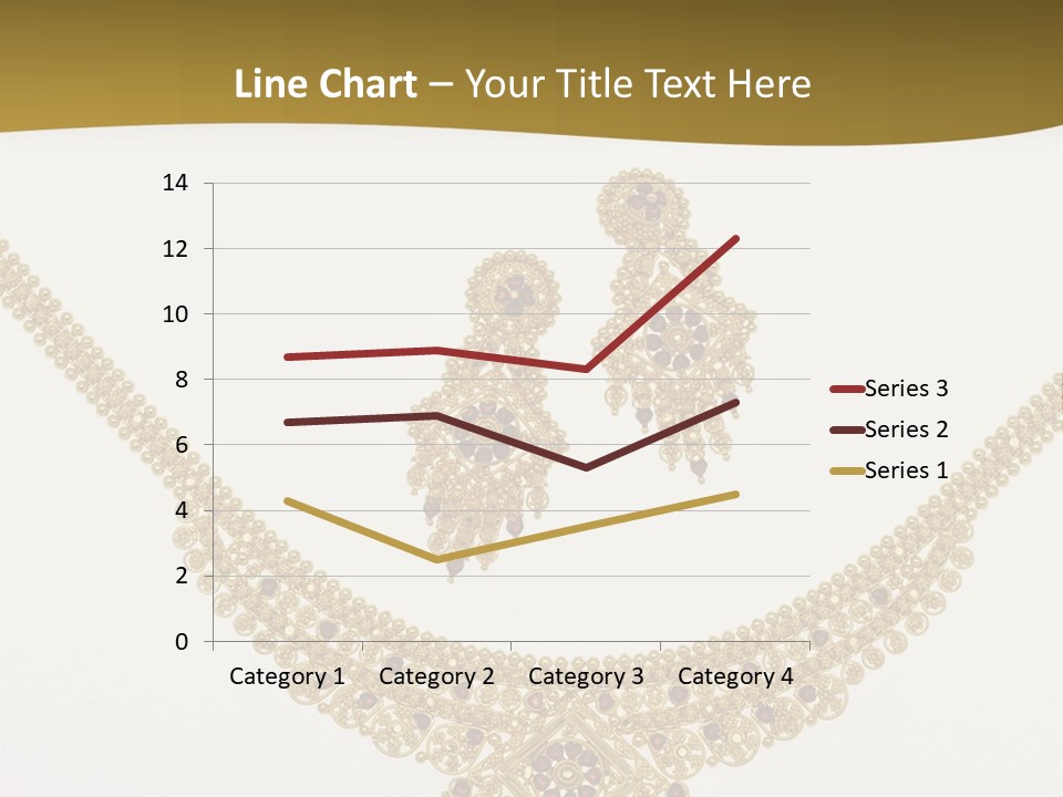 A Gold Necklace And Earrings On A White Background PowerPoint Template