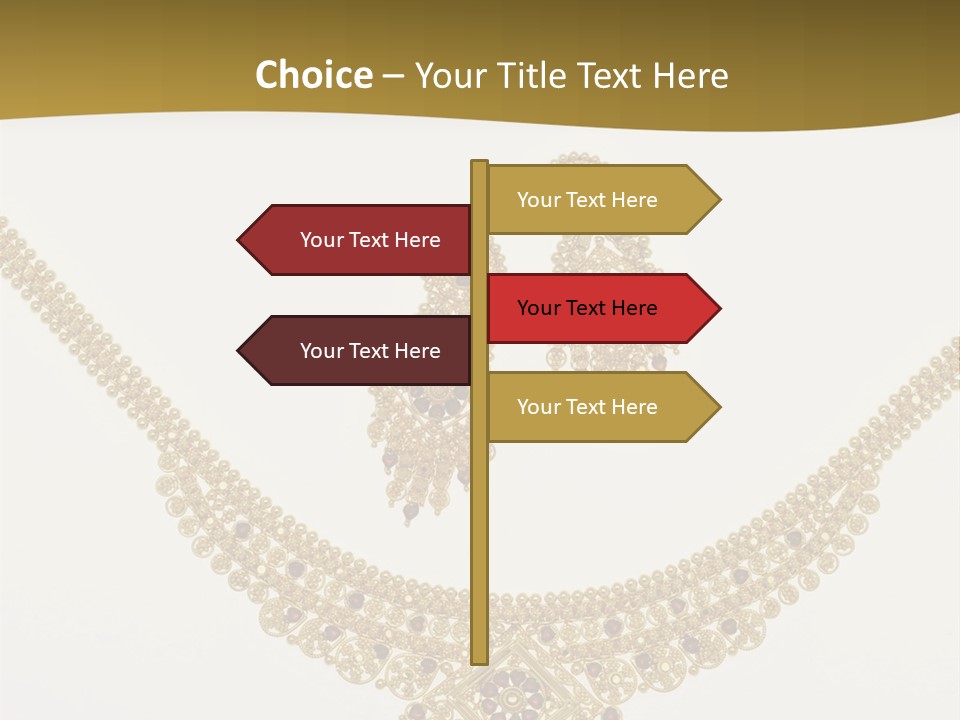 A Gold Necklace And Earrings On A White Background PowerPoint Template