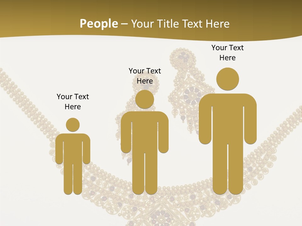 A Gold Necklace And Earrings On A White Background PowerPoint Template