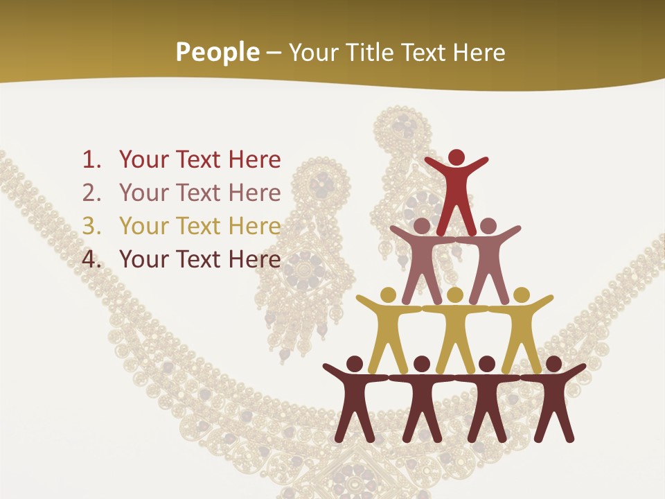 A Gold Necklace And Earrings On A White Background PowerPoint Template