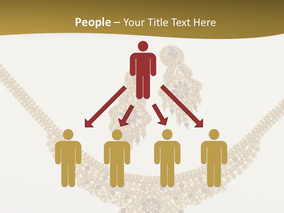 A Gold Necklace And Earrings On A White Background PowerPoint Template