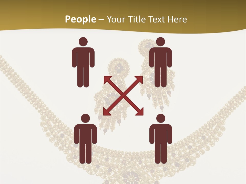 A Gold Necklace And Earrings On A White Background PowerPoint Template