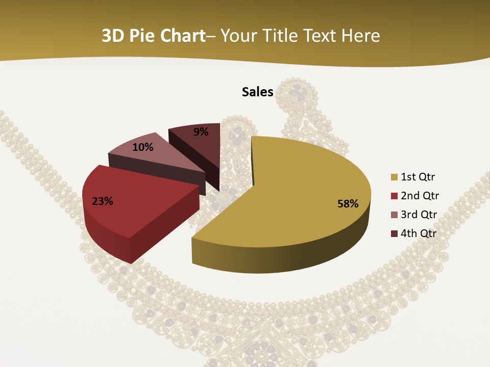 A Gold Necklace And Earrings On A White Background PowerPoint Template