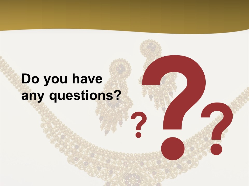 A Gold Necklace And Earrings On A White Background PowerPoint Template