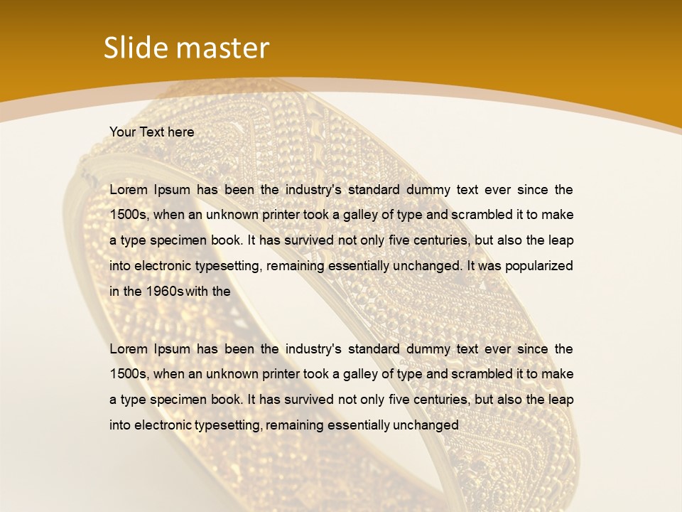 A Gold Bracelet On A White Surface With A Gold Background PowerPoint Template