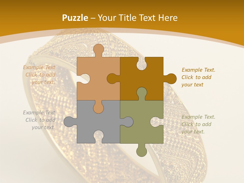 A Gold Bracelet On A White Surface With A Gold Background PowerPoint Template