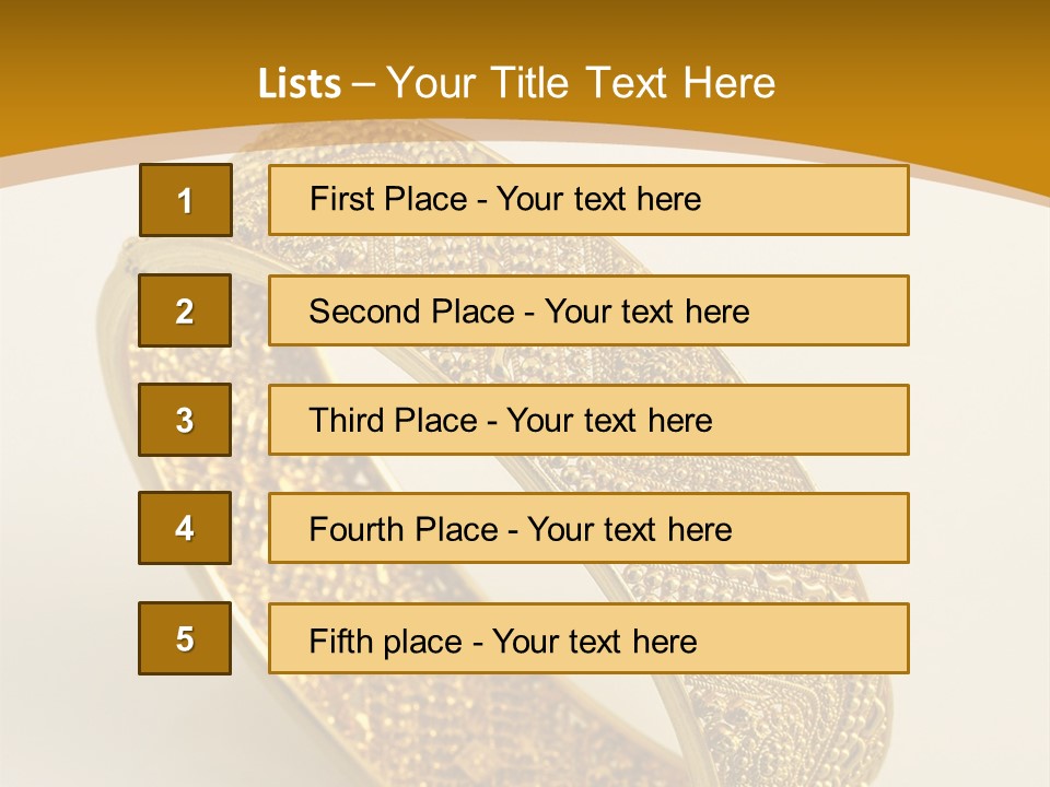 A Gold Bracelet On A White Surface With A Gold Background PowerPoint Template
