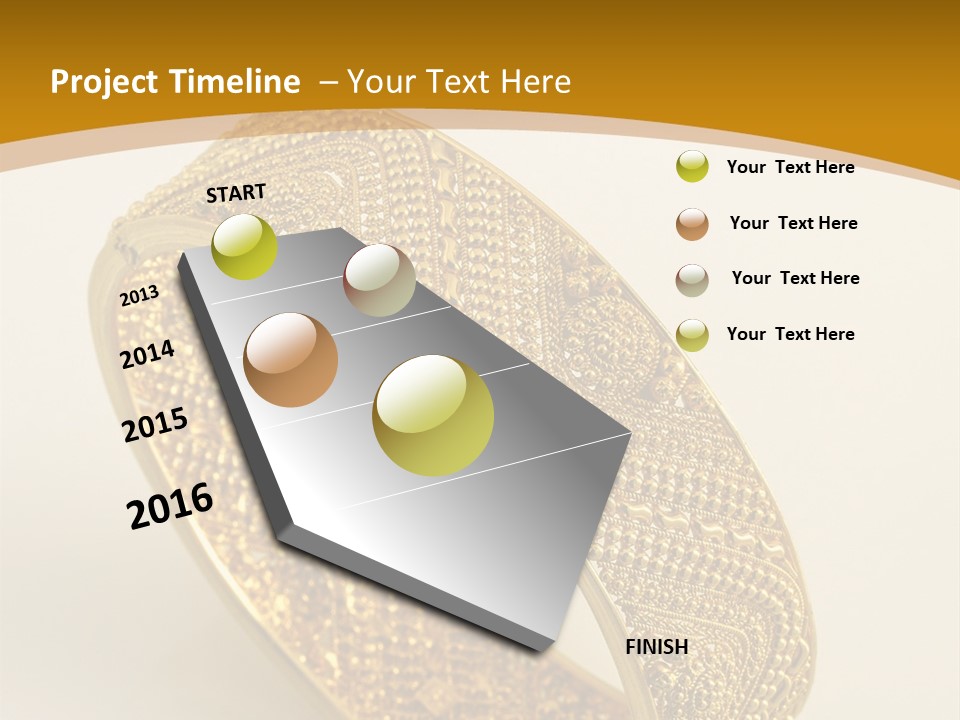 A Gold Bracelet On A White Surface With A Gold Background PowerPoint Template