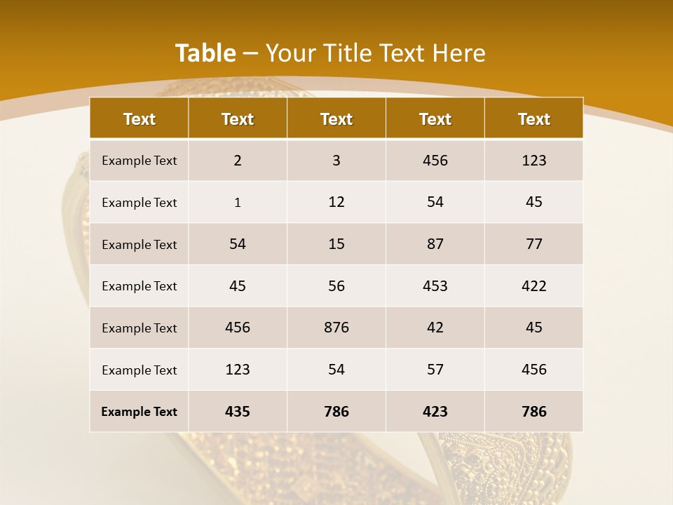 A Gold Bracelet On A White Surface With A Gold Background PowerPoint Template