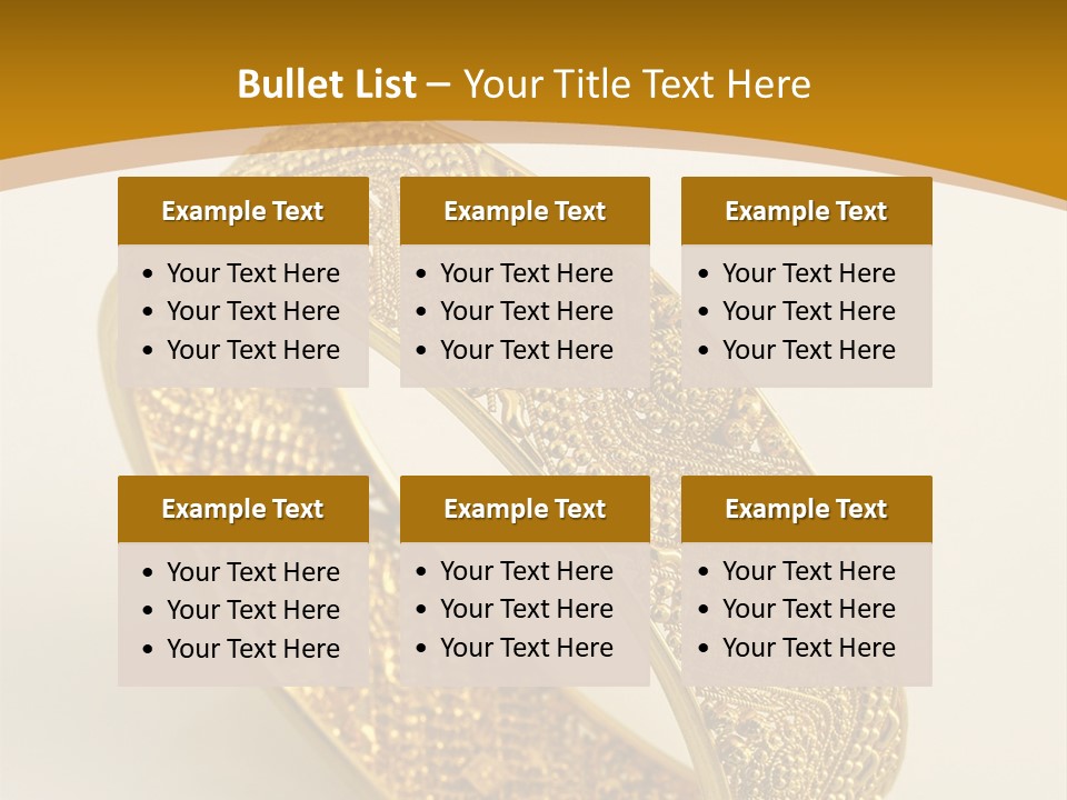 A Gold Bracelet On A White Surface With A Gold Background PowerPoint Template