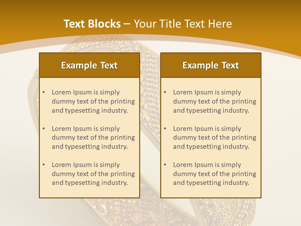 A Gold Bracelet On A White Surface With A Gold Background PowerPoint Template