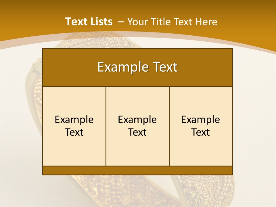 A Gold Bracelet On A White Surface With A Gold Background PowerPoint Template