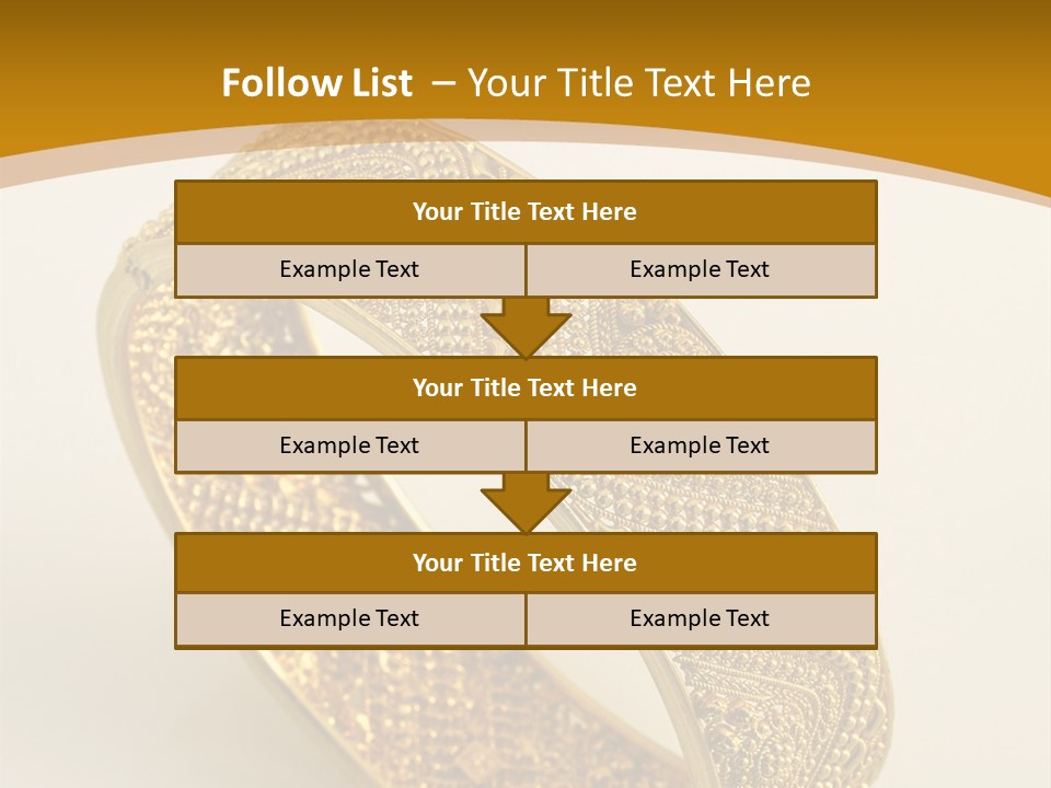 A Gold Bracelet On A White Surface With A Gold Background PowerPoint Template