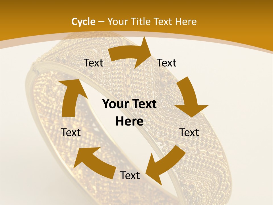 A Gold Bracelet On A White Surface With A Gold Background PowerPoint Template