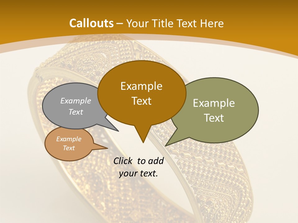 A Gold Bracelet On A White Surface With A Gold Background PowerPoint Template