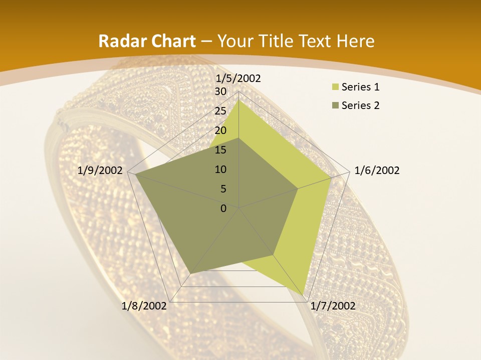 A Gold Bracelet On A White Surface With A Gold Background PowerPoint Template