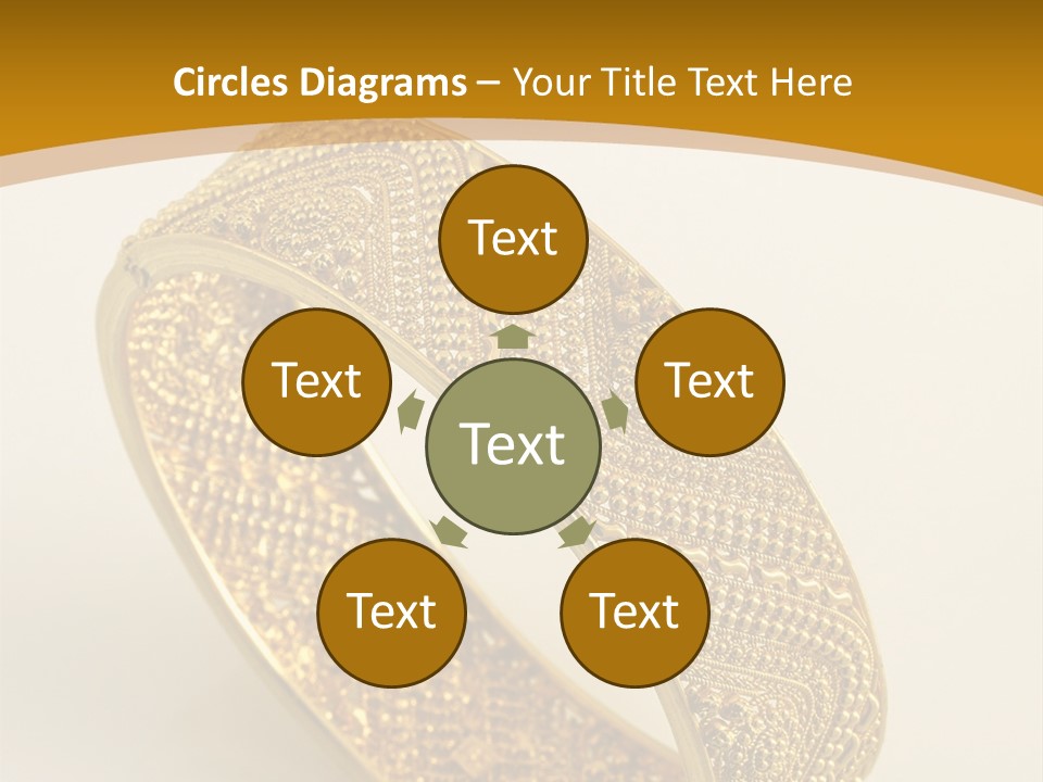 A Gold Bracelet On A White Surface With A Gold Background PowerPoint Template