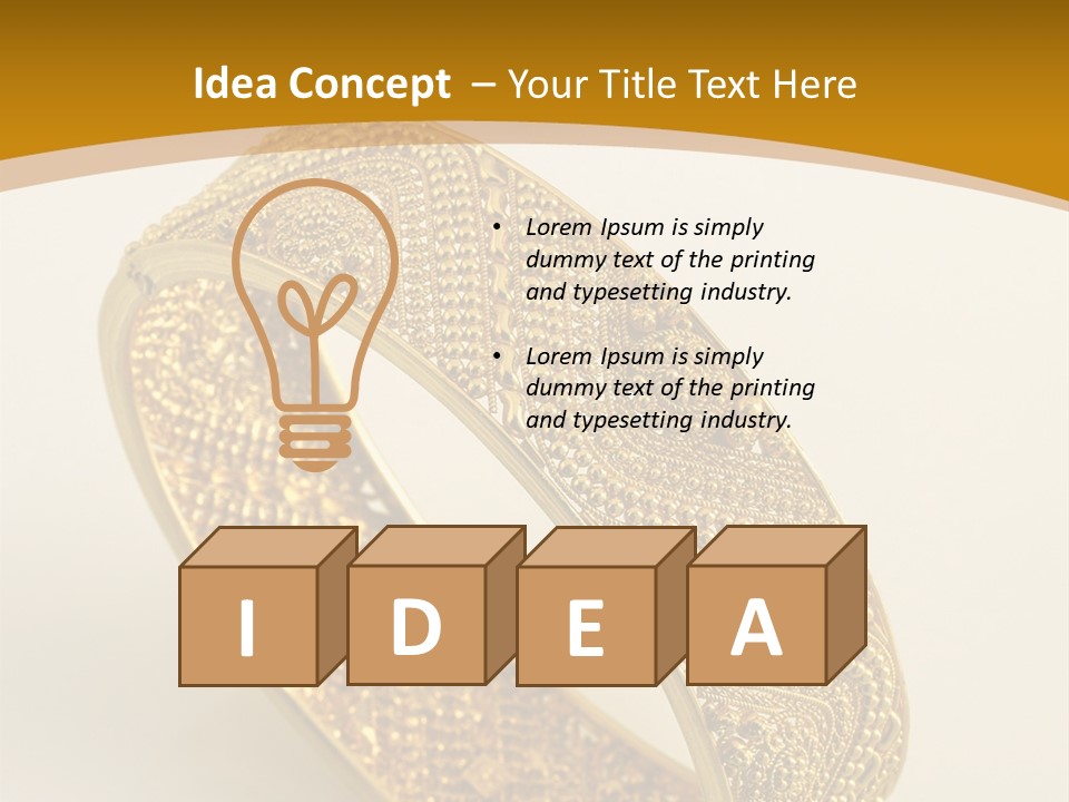 A Gold Bracelet On A White Surface With A Gold Background PowerPoint Template