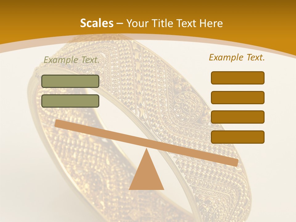 A Gold Bracelet On A White Surface With A Gold Background PowerPoint Template
