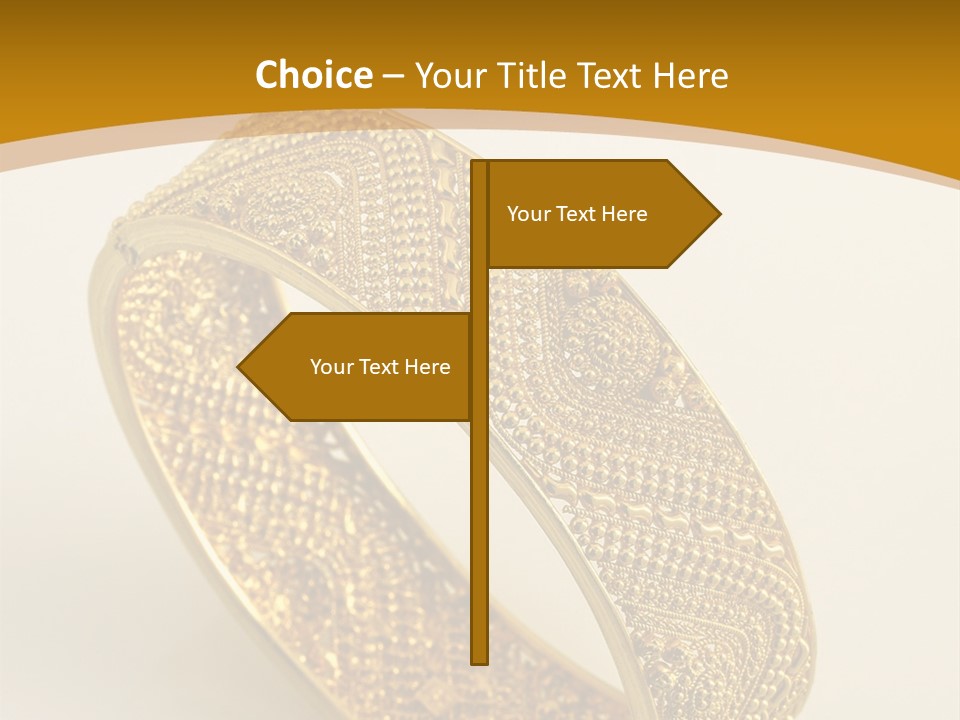 A Gold Bracelet On A White Surface With A Gold Background PowerPoint Template