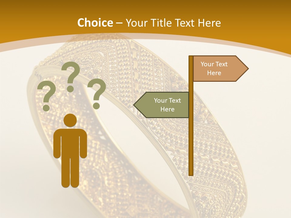A Gold Bracelet On A White Surface With A Gold Background PowerPoint Template