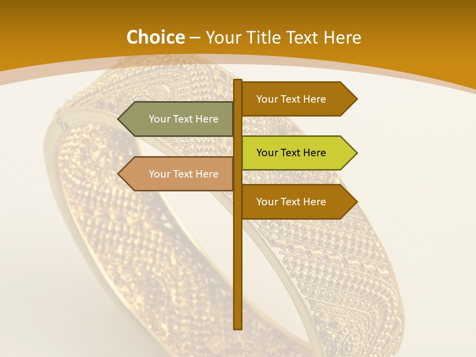 A Gold Bracelet On A White Surface With A Gold Background PowerPoint Template