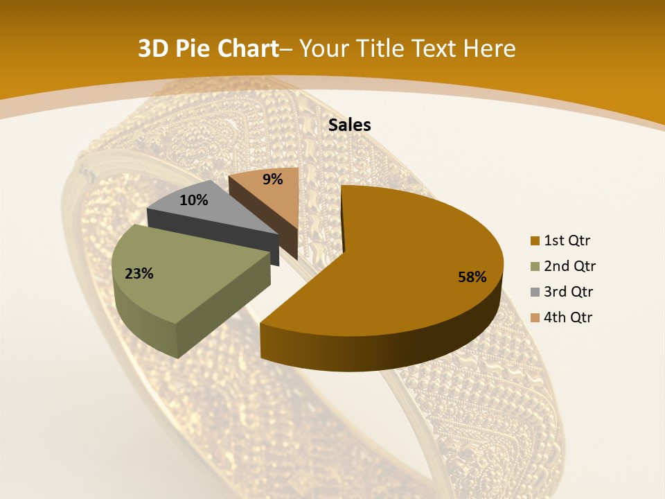 A Gold Bracelet On A White Surface With A Gold Background PowerPoint Template