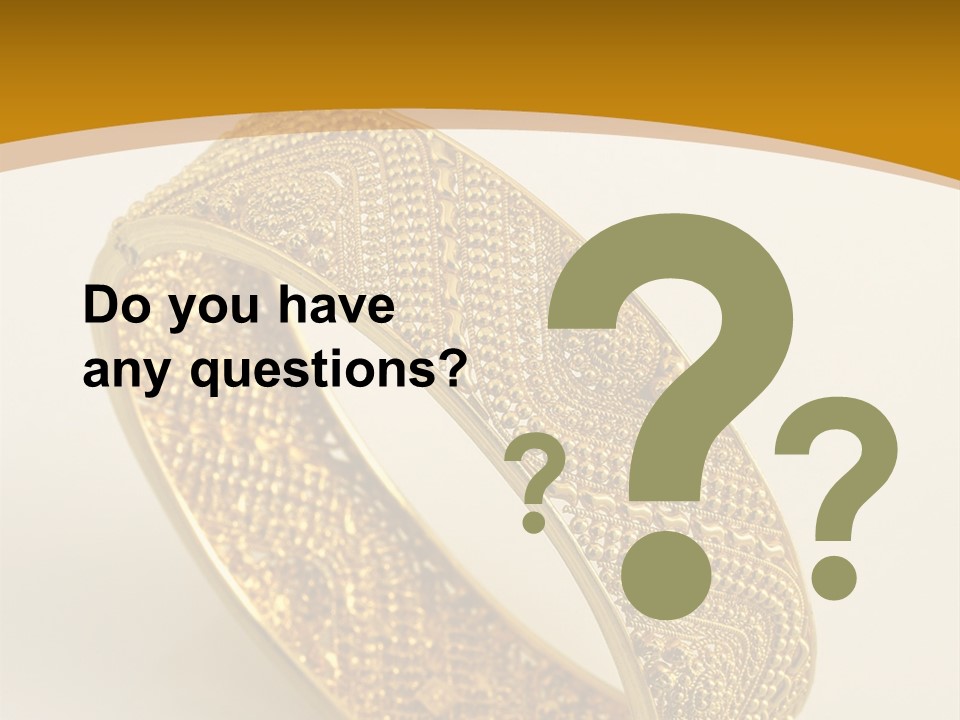 A Gold Bracelet On A White Surface With A Gold Background PowerPoint Template