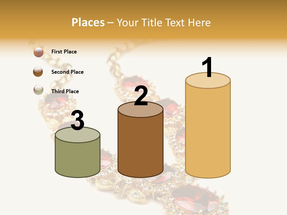 A Gold Necklace With Red Stones On A White Background PowerPoint Template