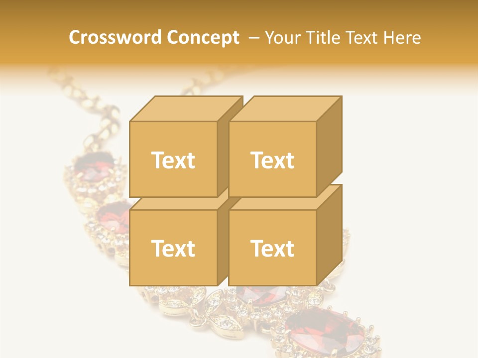 A Gold Necklace With Red Stones On A White Background PowerPoint Template