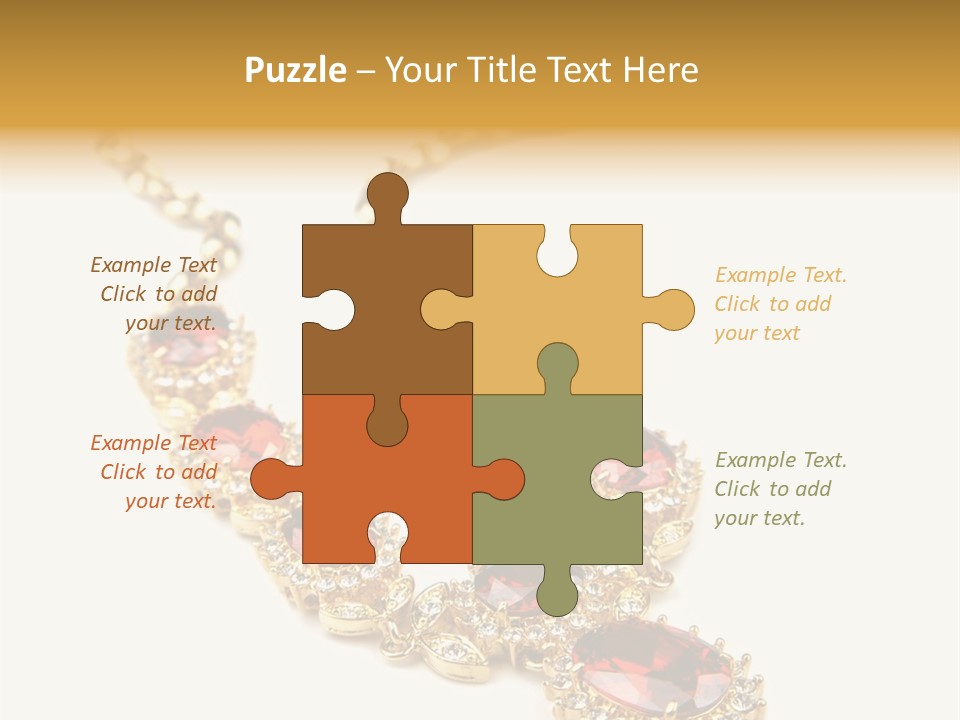 A Gold Necklace With Red Stones On A White Background PowerPoint Template