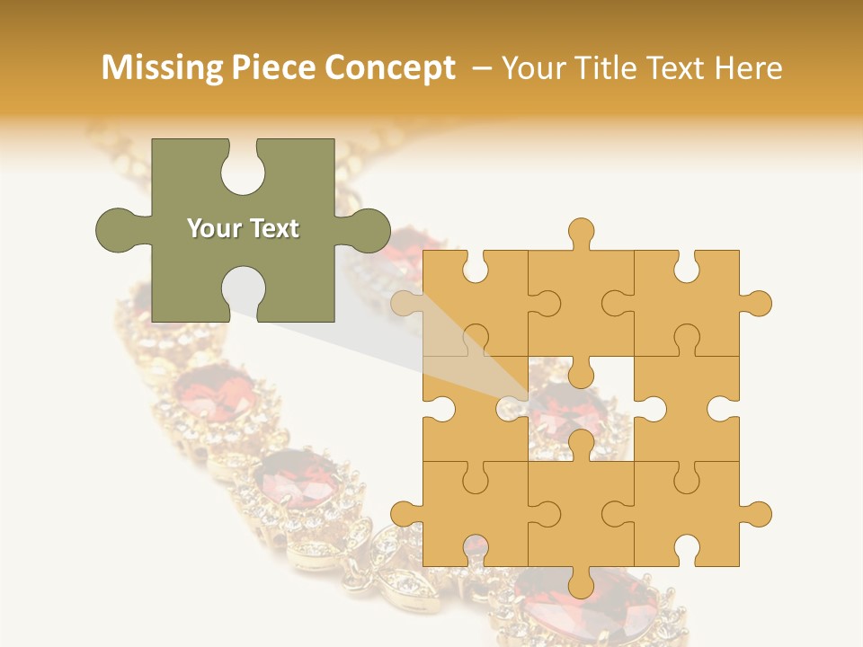 A Gold Necklace With Red Stones On A White Background PowerPoint Template