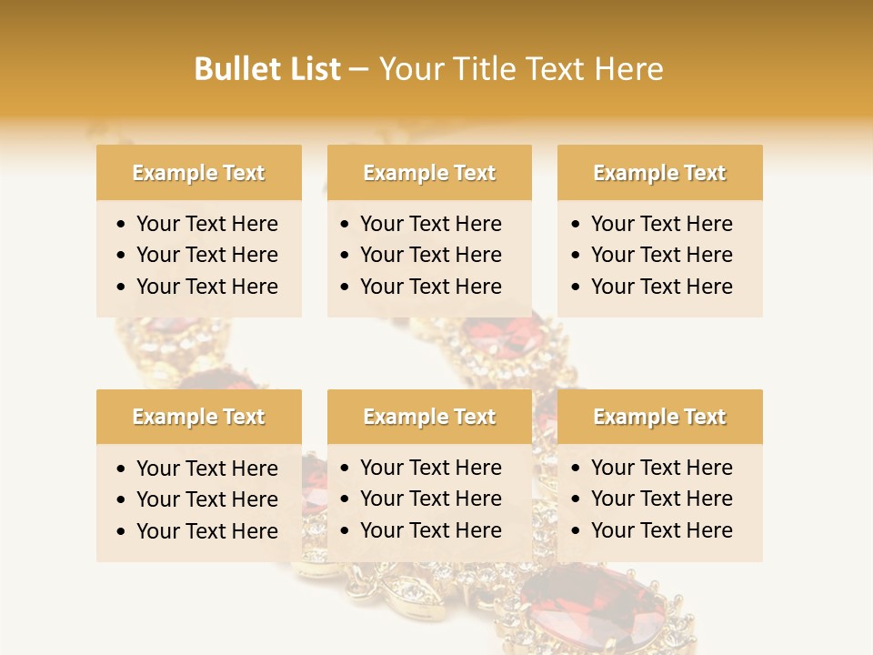 A Gold Necklace With Red Stones On A White Background PowerPoint Template