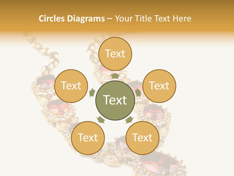 A Gold Necklace With Red Stones On A White Background PowerPoint Template
