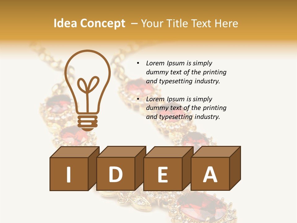 A Gold Necklace With Red Stones On A White Background PowerPoint Template