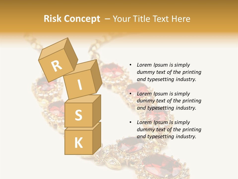 A Gold Necklace With Red Stones On A White Background PowerPoint Template