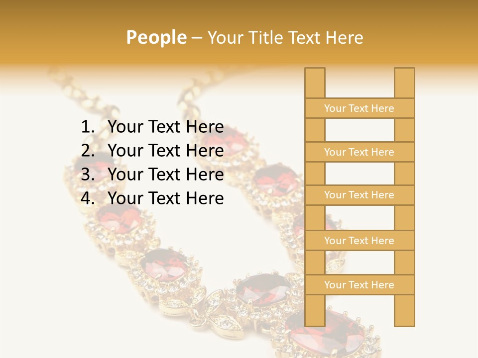 A Gold Necklace With Red Stones On A White Background PowerPoint Template