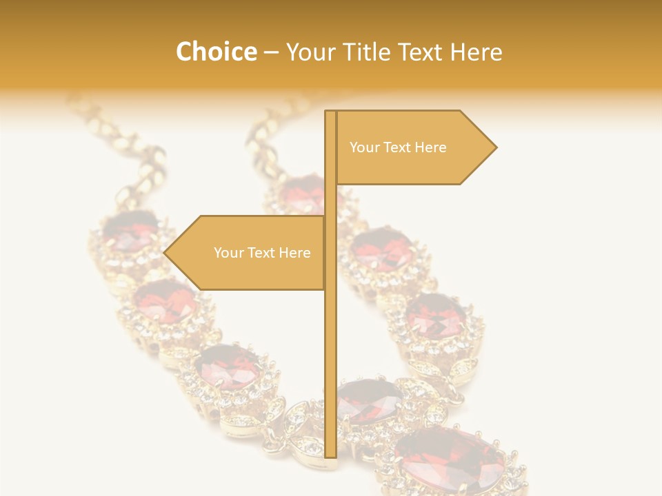A Gold Necklace With Red Stones On A White Background PowerPoint Template